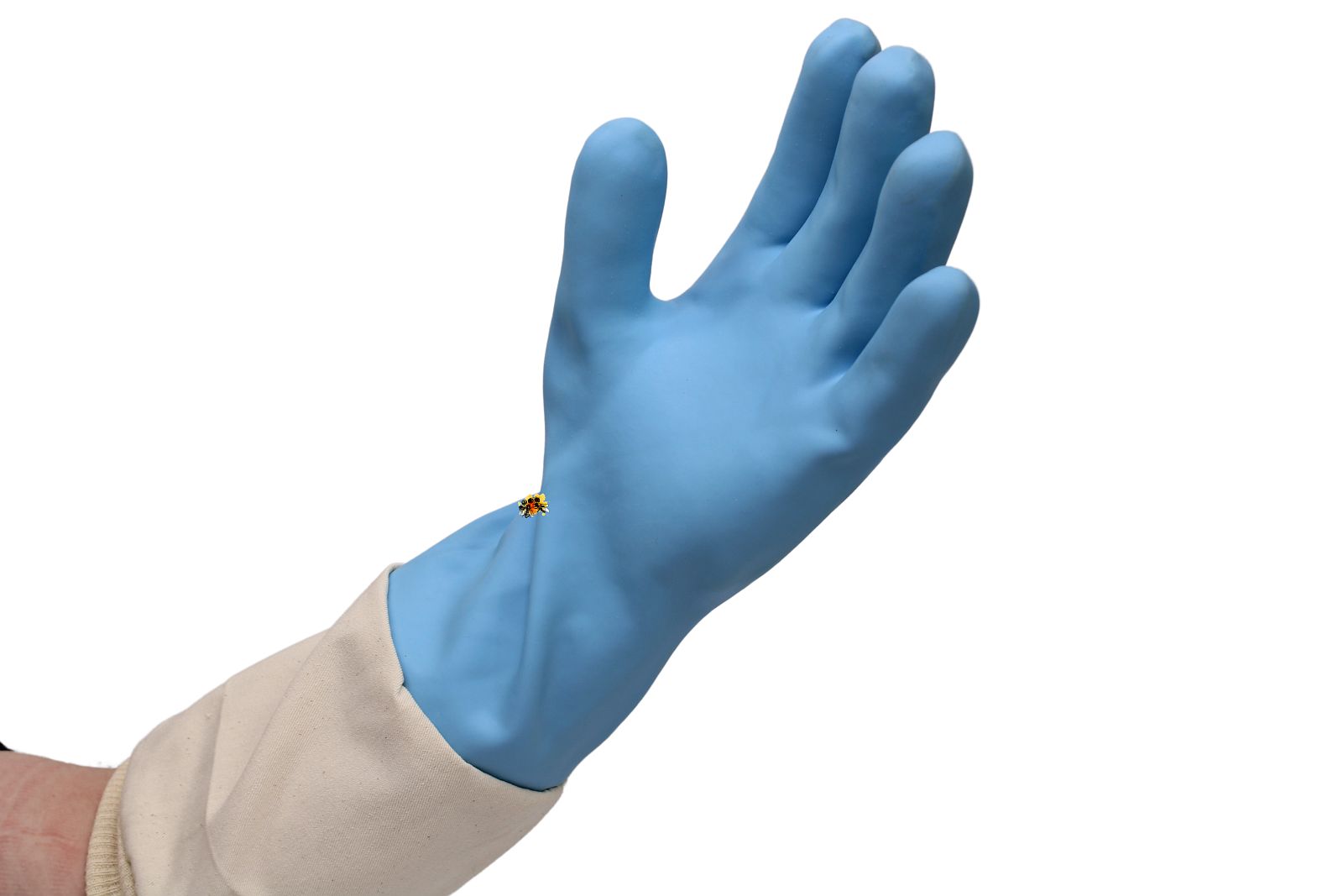 Latex Imkerhandschuhe blau mit Stoffstulpe