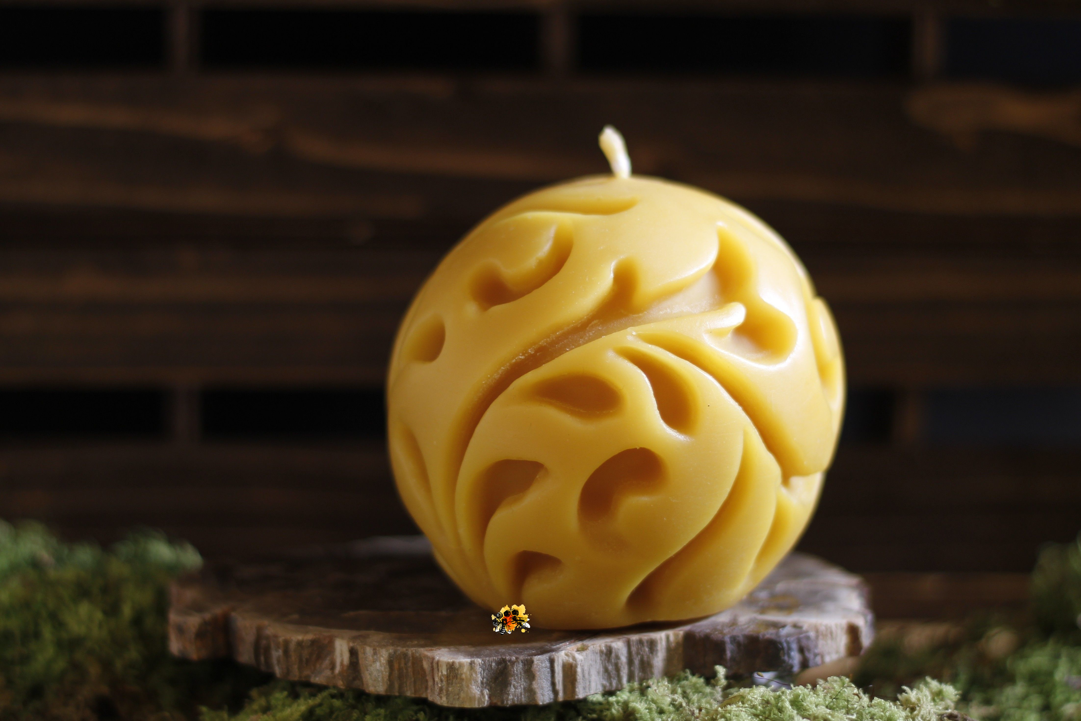 Kugel "Ornament" Bienenwachskerze
