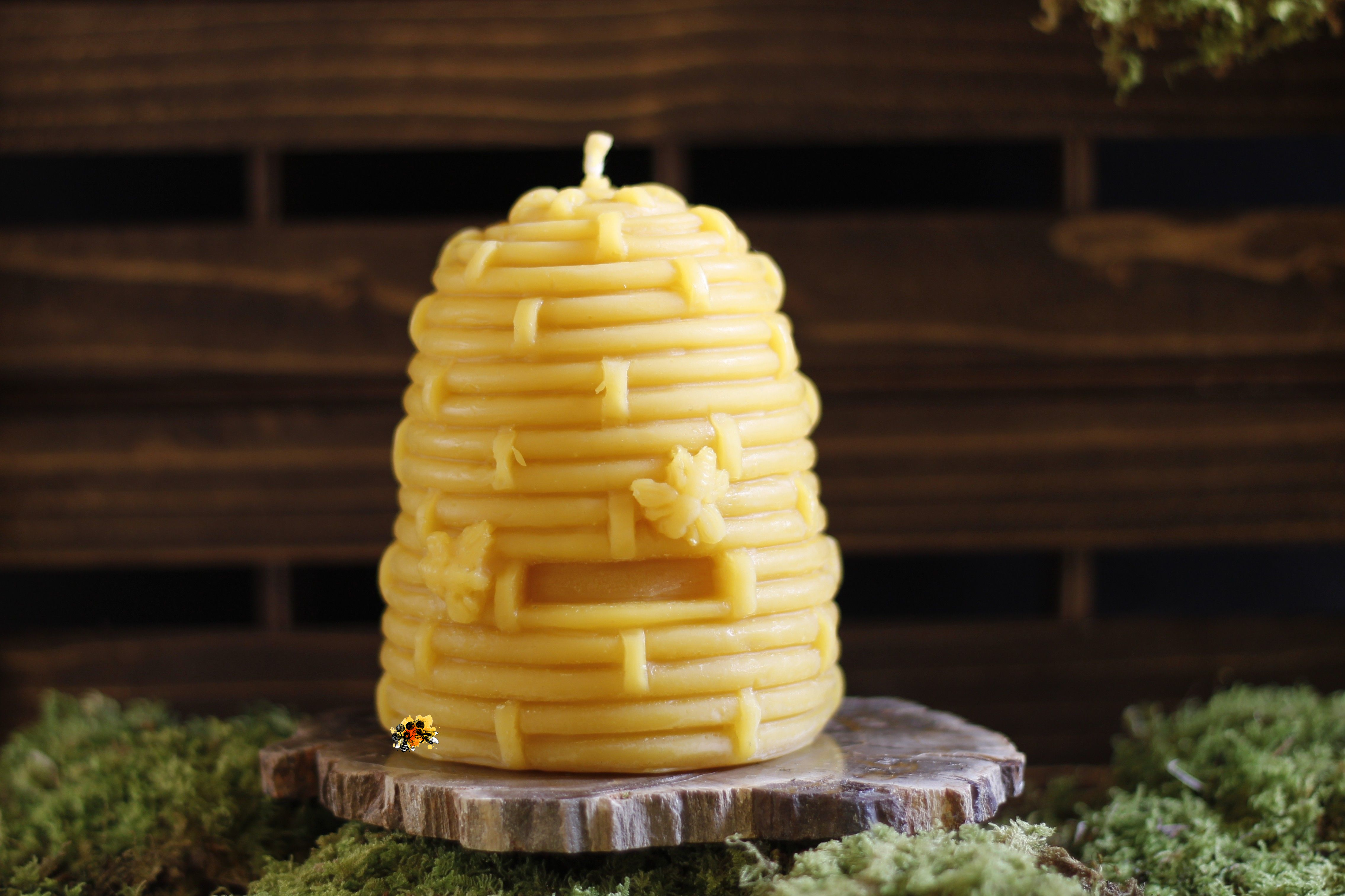 Bienenkorb "Goldstock" Bienenwachskerze