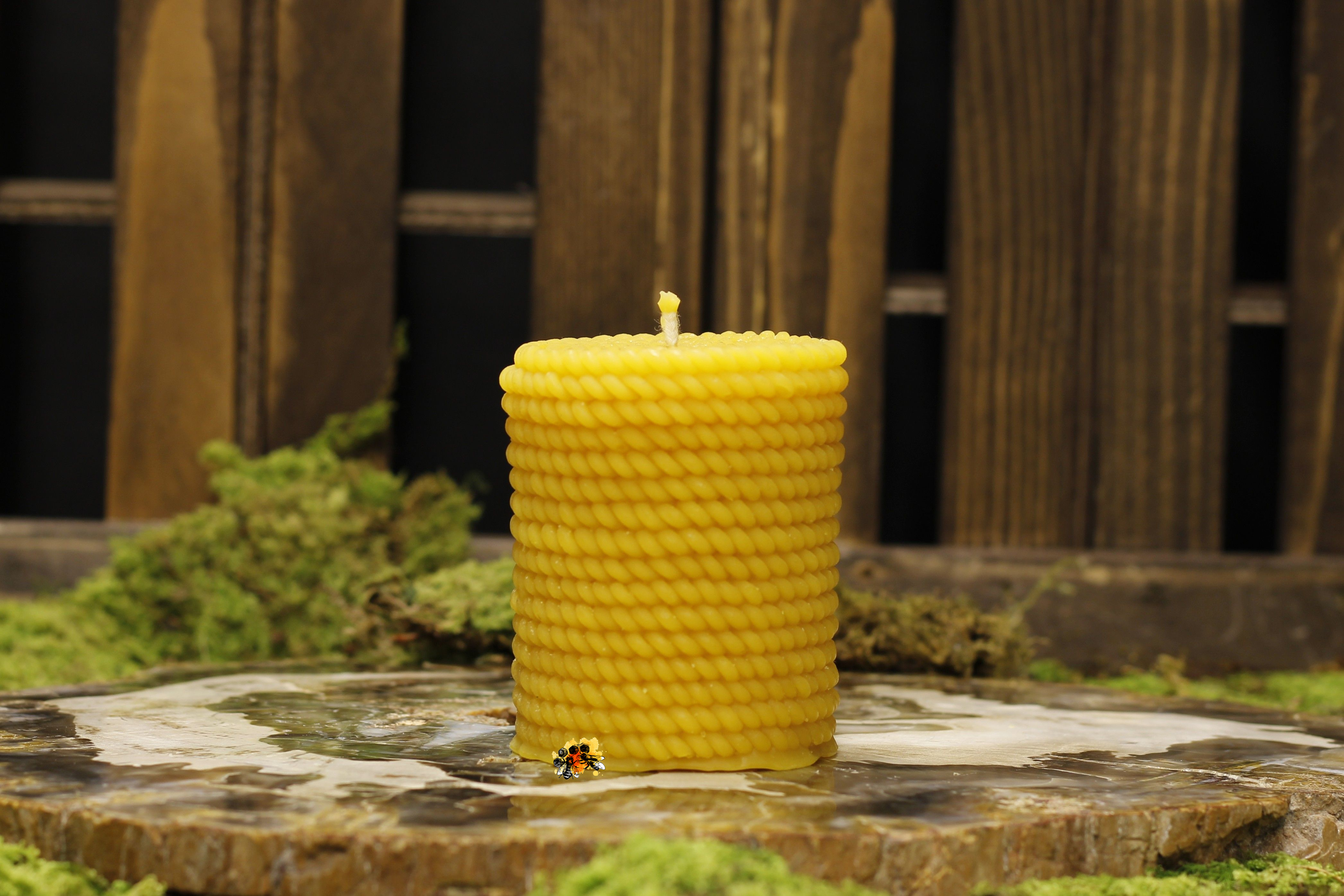 Stumpe "Kordel" Bienenwachskerze