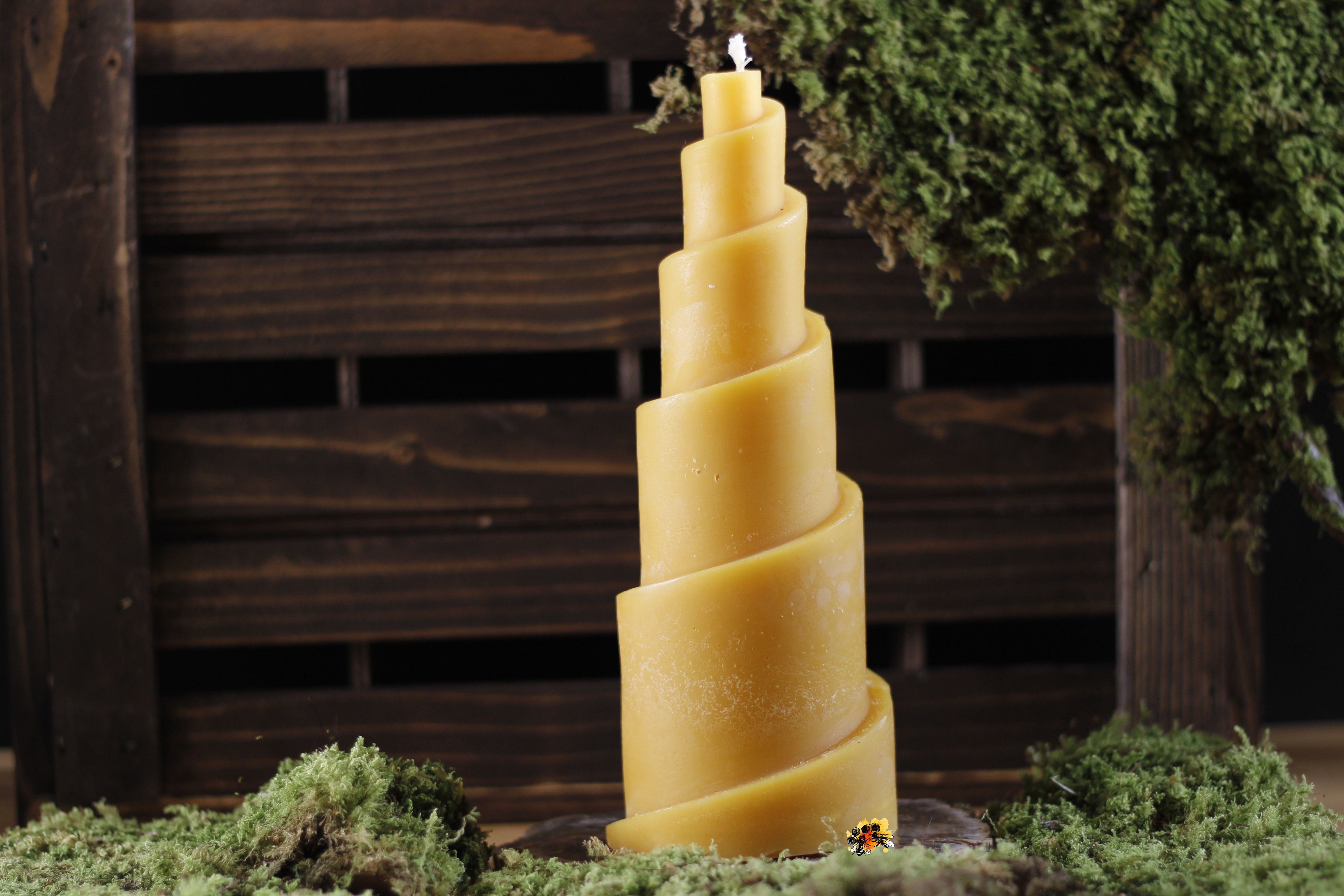 Baum "abstrakter Turm" Bienenwachskerze 