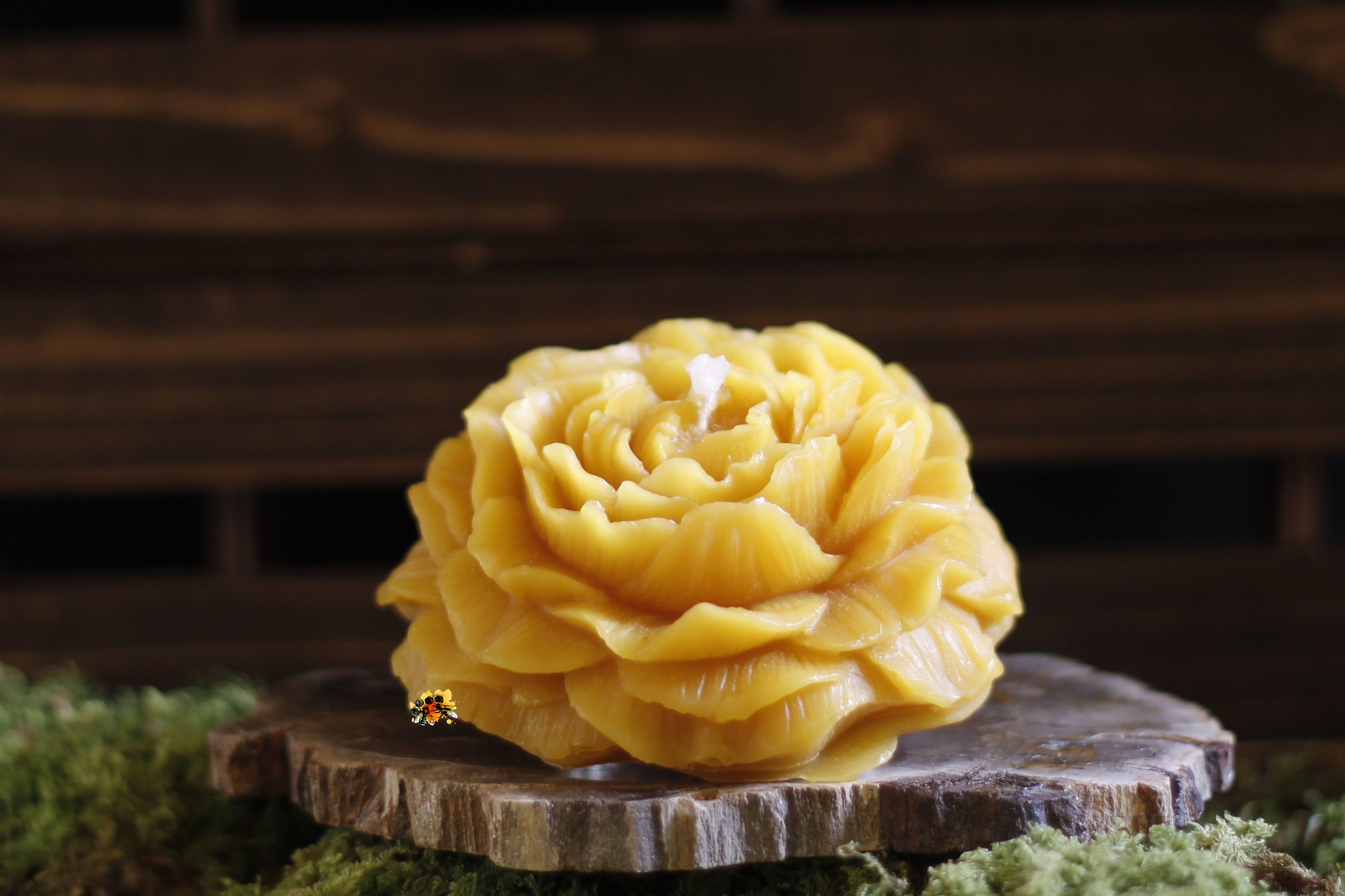 Blüte "Pfingstrose" Bienenwachskerze