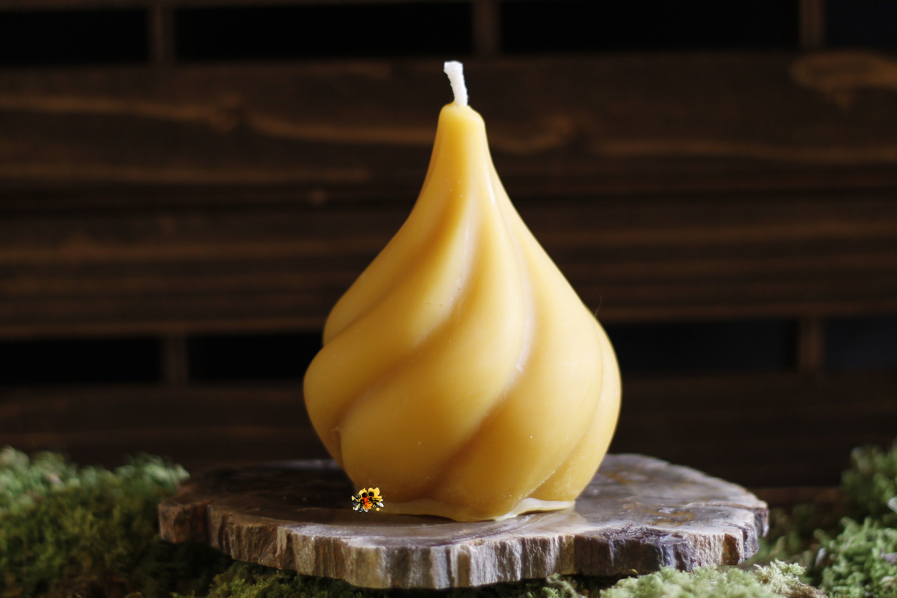 Flamme "Sonnenwirbel" Bienenwachskerze